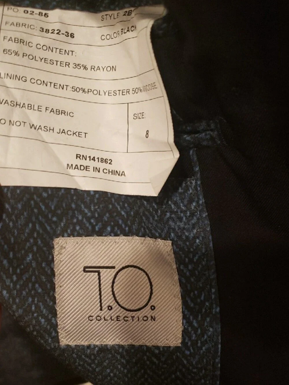 2 Boys' T.O.  2-Button Blazer - Classic  1 Black 1 Navy Tailored Style - Picture 3 of 9